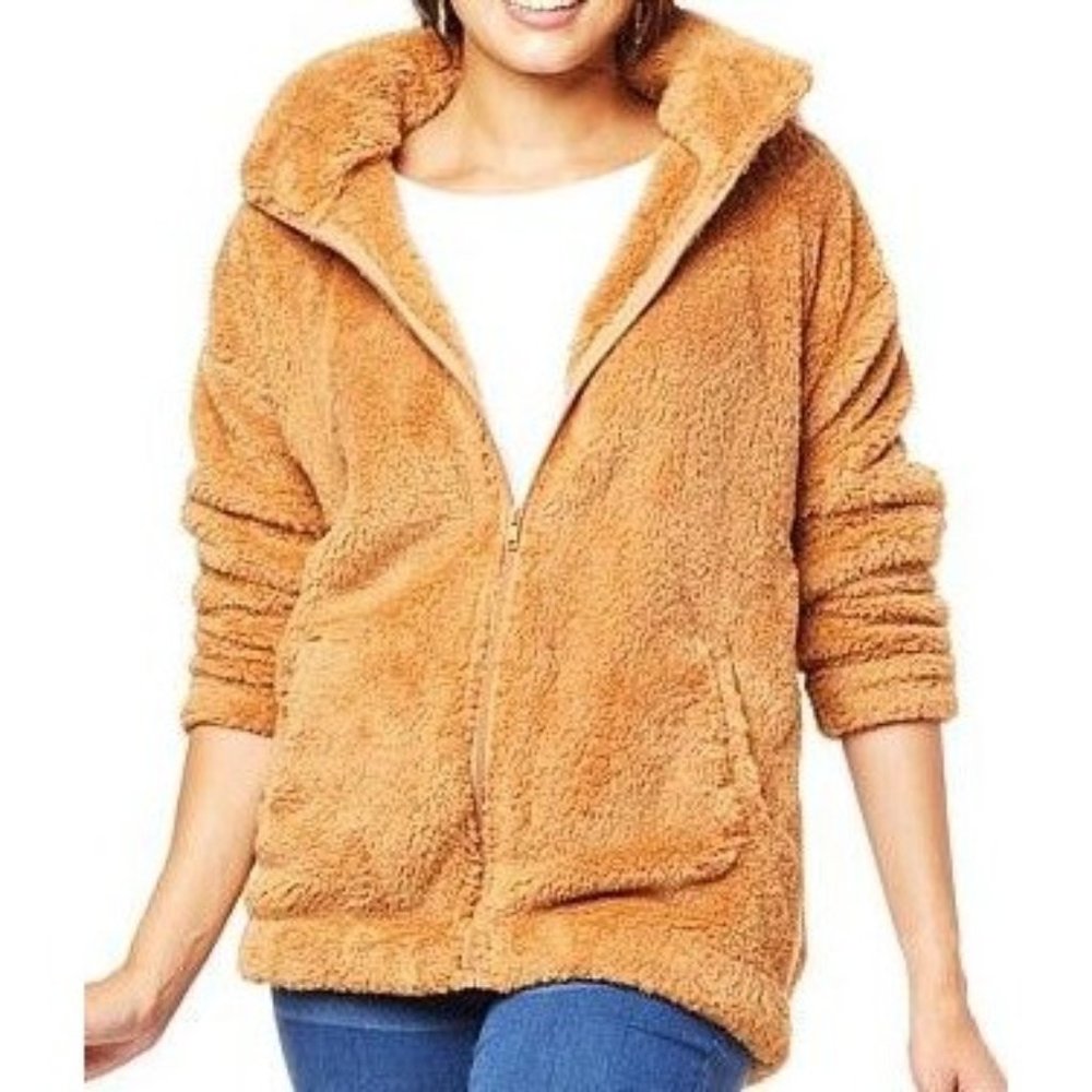 G by Giuliana The Cloud Zip Front Hooded Jacket 765-222 Sandalwood Large